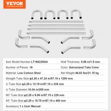 VEVOR DIY Universal-Auspuff-Kit 16-tlg. Auspuffrohr-Kit Auspuffsystem 57,15mm