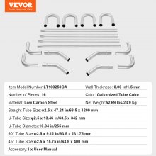 VEVOR DIY Universal-Auspuff-Kit 16-tlg Auspuffrohr-Kit Auspuff Verbindung 6,35cm