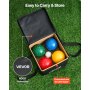 VEVOR Boccia Set mit 8 Harzkugeln (100 mm) & Kügelchen &Tragetasche (schwarz) & Messseil, Rot/Grün/Blau/Gelb, für 2 bis 8 Spieler, Boccia Spielset für Strand Rasen Familiengarten Outdoor