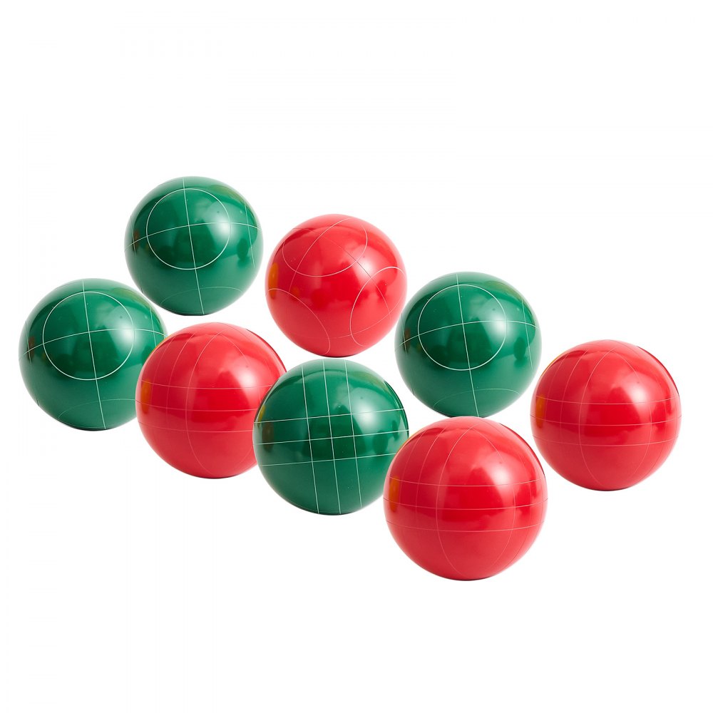 VEVOR Boccia Set mit 8 Harzkugeln (107 mm) & Kügelchen &Tragetasche (schwarz) & Messseil, Rot & Grün 2 Farben, für 2 bis 8 Spieler, Boccia Spielset für Strand Rasen Familiengarten Outdoor