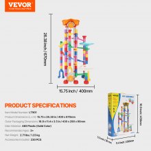 VEVOR Murmelbahn-Set 230-teilig mit Motorisiertem Aufzug Pädagogisches Geschenk