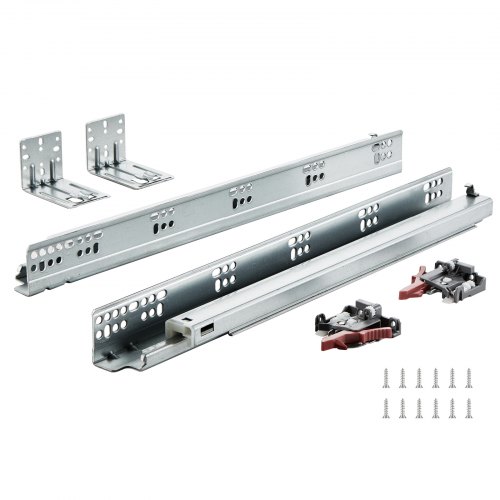 VEVOR 6x Schubladenschienen 467 x 61 x 54 mm Auszugsschienen 45,4 kg(Statisch)/36,3 kg(Dynamisch) Soft-Close Schienen für Schubladen Vollauszug Kohlenstoffstahl Schubladen Schienensystem