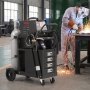 VEVOR Schweißwagen 2 Ablageflächen mit 4 Schubladen Schweißmobil Max. 100-120kg Wagen für Schweßgeräte mit 2 Gasflaschenhalterung Ideal für Handschweißen Schutzgasschweißen Argon-Lichtbogenschweißen