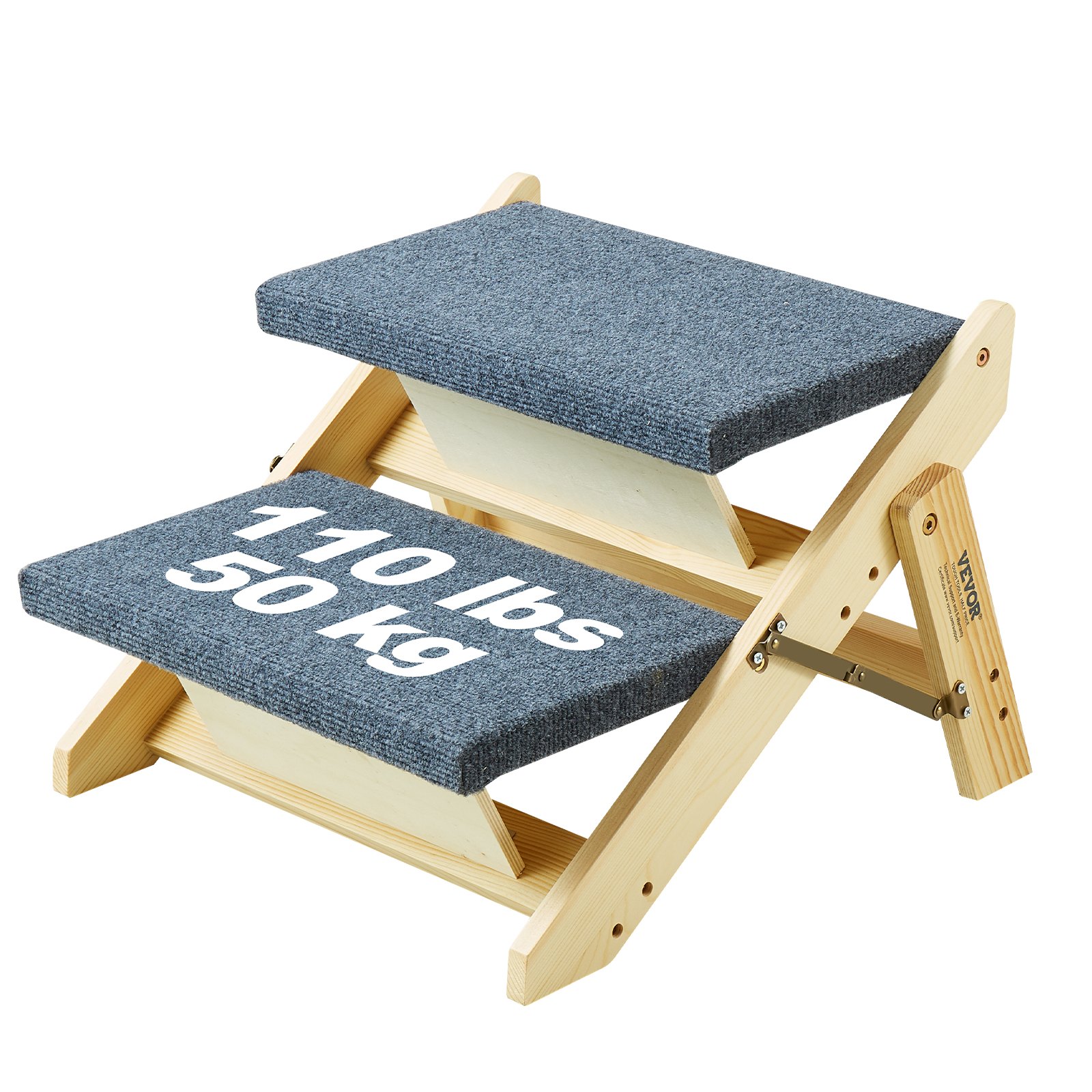 VEVOR Holz-Haustiertreppe/Haustierstufen, 2-in-1 faltbare Hundetreppe aus Holz für Betten, Sofas und Autos, Hundetreppe und Rampe mit 2 Stufen für kleine, mittelgroße und große Haustiere, bis zu 50 kg