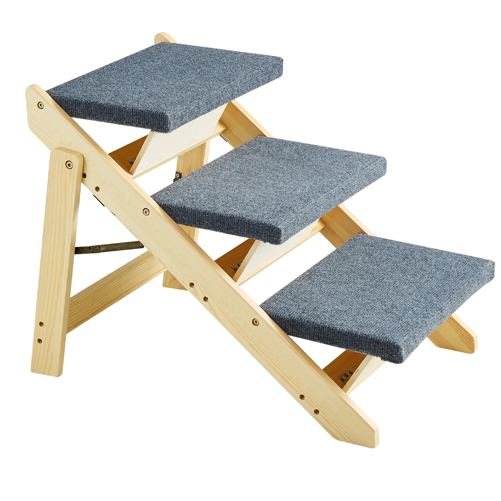 VEVOR Holz-Haustiertreppe/Haustierstufen, 2-in-1 faltbare Hundetreppe aus Holz für Betten, Sofas und Autos, Hundetreppe und Rampe mit 3 Stufen für kleine, mittelgroße und große Haustiere, bis zu 68 kg