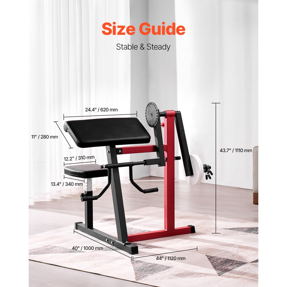 VEVOR Preacher Curl Bank, 2 in 1 Bizeps-Curlbank und Trizeps-Extension-Maschine, isolierte Bizeps-Station mit sitzendem Arm, Krafttrainingsbank, Trainingsgerät für das Heim-Fitnessstudio