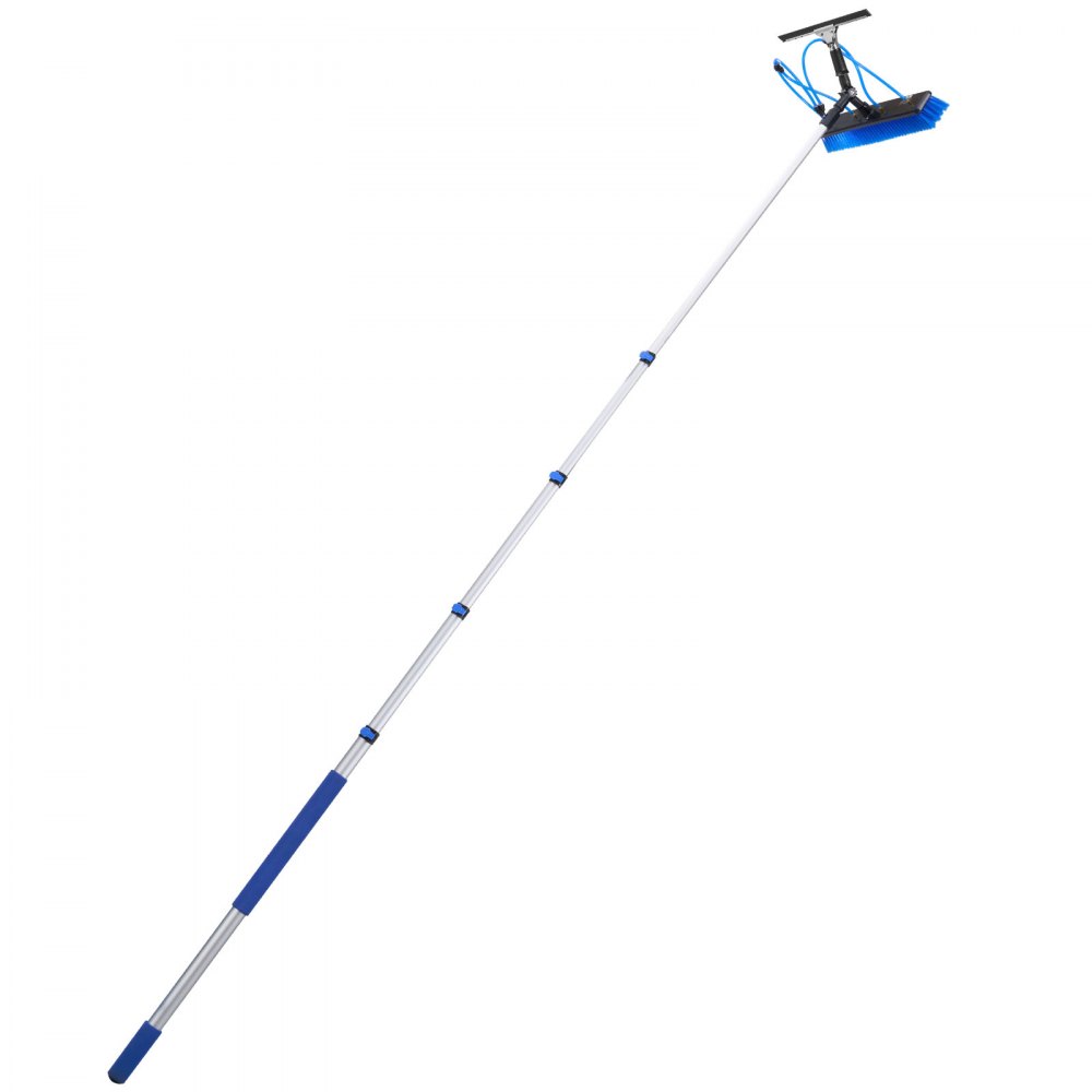 VEVOR Solar Panel Cleaning Kit, 4.6 m, Water Fed Pole Kit with Cleaning Brush, Squeegee, Soap Dispenser, Extendable Aluminum Telescopic Pole, 180° Rotatable Brush Head, for Roof Mounted Solar Panels