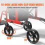 VEVOR rollator mit 10-zoll rutschfesten hinterrädern, 360° schwenkbar.