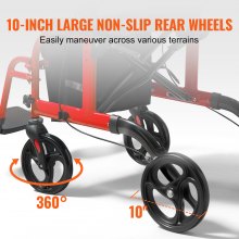 VEVOR 2-in-1 Rollator und Transportstuhl für Senioren, zusammenklappbare Rollator-Rollstuhl-Kombination und Fußstützen, leichter Aluminium-Rollator mit verstellbarem Griff, All-Terrain-Räder, 136 kg