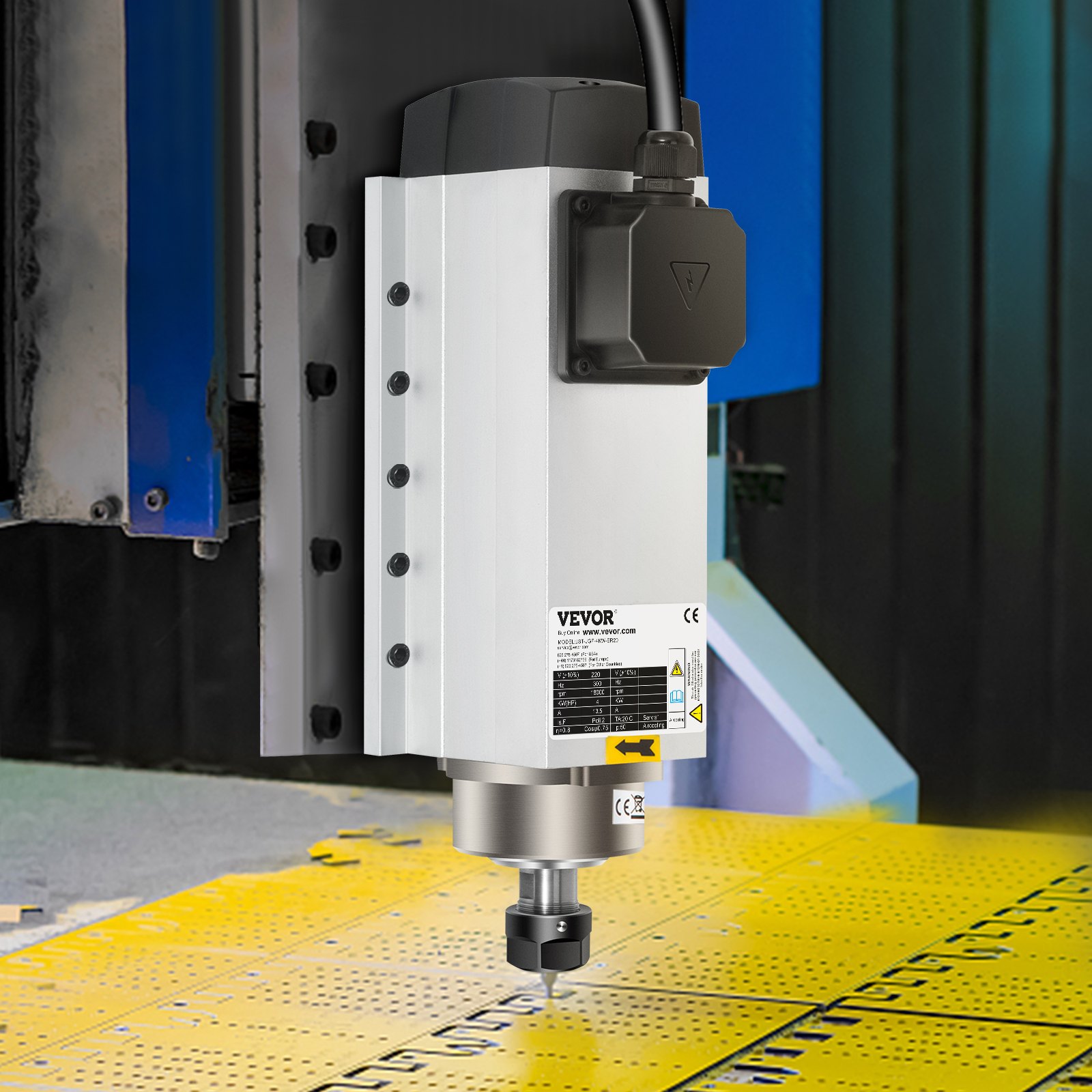 VEVOR Spindelmotor CNC Spindelmotor Luftgekühlte 4 Kw, Luftkühlung Spindelmotor ER20 Luftgekühlter Motor für CNC Spannzangenfutter 1-18000 U / min Air Cooled Spindle Motor Wind Cooled Spindle Moto