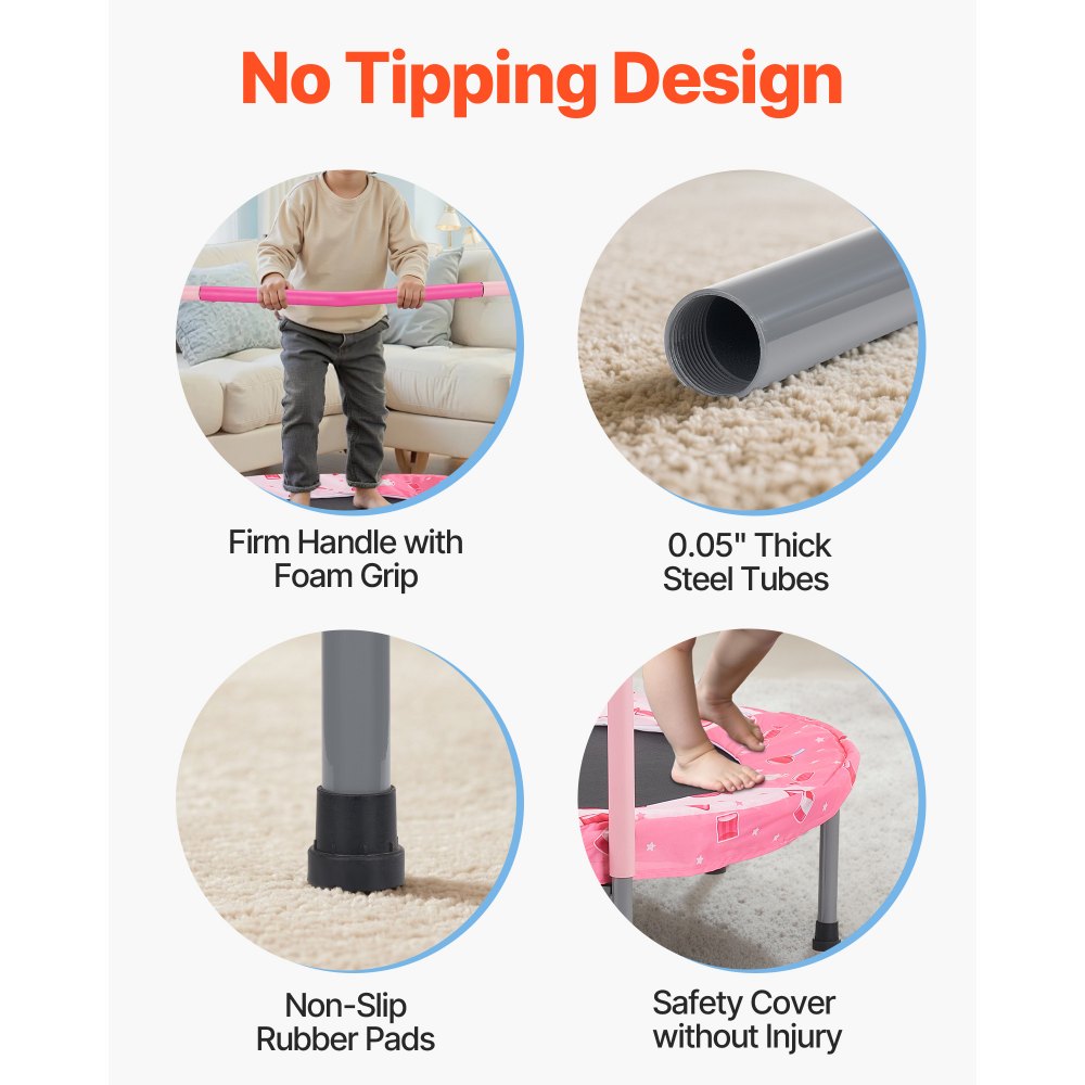 VEVOR Kindertrampolin Outdoor-Trampolin 91,44 cm faltbares Trampolin mit Griff, Rebounder-Trampolin Gartentrampolin für Kleinkinder, Geburtstagsgeschenk für Kinder ab 3 Jahren 100 kg belastbar Rot