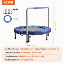 VEVOR Trampolin Faltbares Trampolin 100kg Rebounder-Trampolin 91,44 cm Blau