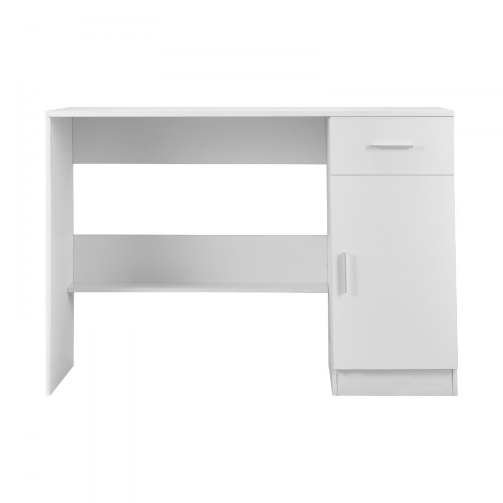VEVOR kleiner Schreibtisch mit Schublade, Schreibtisch für Schlafzimmer, einfacher Arbeitstisch aus Holz zum Zeichnen, Lesen, rechteckiger Arbeitstisch aus MDF mit verstellbarem Regal für Büro weiß