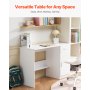 VEVOR kleiner Schreibtisch mit Schublade, Schreibtisch für Schlafzimmer, einfacher Arbeitstisch aus Holz zum Zeichnen, Lesen, rechteckiger Arbeitstisch aus MDF mit verstellbarem Regal für Büro weiß