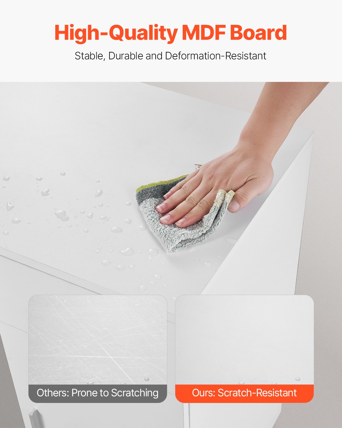 VEVOR kleiner Schreibtisch mit Schublade, Schreibtisch für Schlafzimmer, einfacher Arbeitstisch aus Holz zum Zeichnen, Lesen, rechteckiger Arbeitstisch aus MDF mit verstellbarem Regal für Büro weiß