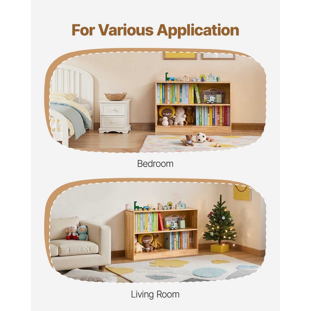 VEVOR Kinderregal Bücherregal (90 cm lang), Spielzeugschrank 2-stufig, Aufbewahrungsschrank für Spielzeug, Spielzeugregal für Schlafzimmer Kinderzimmer Wohnzimmer, Ausstellungsschrank Braun