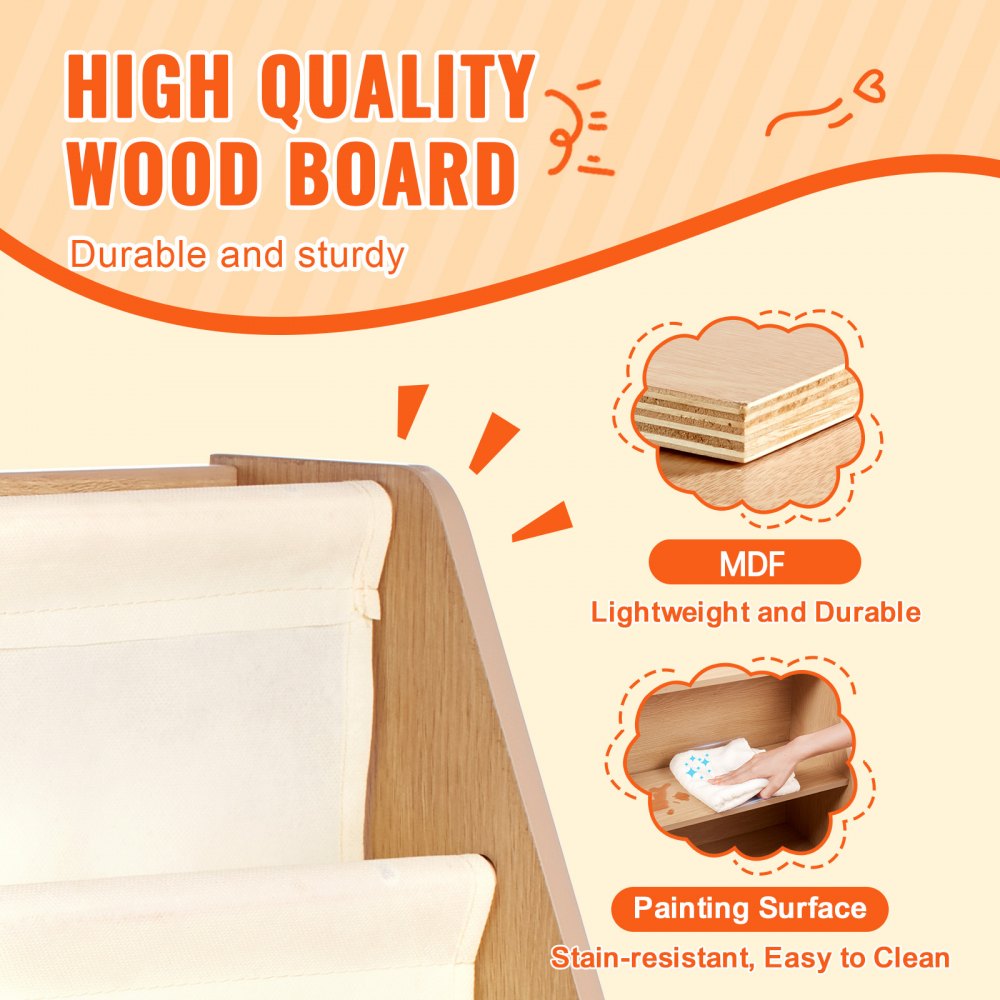 VEVOR 4-stöckiges Bücherregal aus MDF für Kinder, Sechsstöckiges Bücherregal, Baby-Aufbewahrungsregal, Bücher- und Spielzeug-Organizer-Schrank, für Kinderzimmer, Spielzimmer, Kindergarten