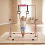 VEVOR Gymnastikstange für Kinder mit 63,5 kg Tragkraft, Klappbares Turnreck mit Turnringen, Höhenverstellbare Turnstange für Indoor- und Outdoor-Training, Heimtrainingsgerät für Kinderturnen, Pink