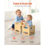 VEVOR Montessori Tisch Stuhlset Kleinkindertischset (1 Tisch + 1 Stuhl) aus Holz für 1–5-Jährige, höhenverstellbarer Aktivitätstisch Spieltisch für Kinder, ideal zum Lesen Essen Spielen – Natur
