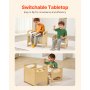 VEVOR Montessori Tisch Stuhlset Kleinkindertischset (1 Tisch + 1 Stuhl) aus Holz für 1–5-Jährige, höhenverstellbarer Aktivitätstisch Spieltisch für Kinder, ideal zum Lesen Essen Spielen – Natur