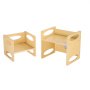 VEVOR Montessori Tisch Stuhlset Kleinkindertischset (1 Tisch + 1 Stuhl) aus Holz für 1–5-Jährige, höhenverstellbarer Aktivitätstisch Spieltisch für Kinder, ideal zum Lesen Essen Spielen – Natur
