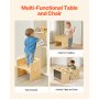 VEVOR Montessori Tisch Stuhlset Kleinkindertischset (mit Tafel) aus Holz für 1–5-Jährige, höhenverstellbarer Kinderstuhl Aktivitätstisch Spieltisch, ideal zum Lesen Essen Spielen – Natur