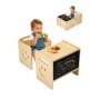 VEVOR Montessori Tisch Stuhlset Kleinkindertischset (mit Tafel) aus Holz für 1–5-Jährige, höhenverstellbarer Kinderstuhl Aktivitätstisch Spieltisch, ideal zum Lesen Essen Spielen – Natur