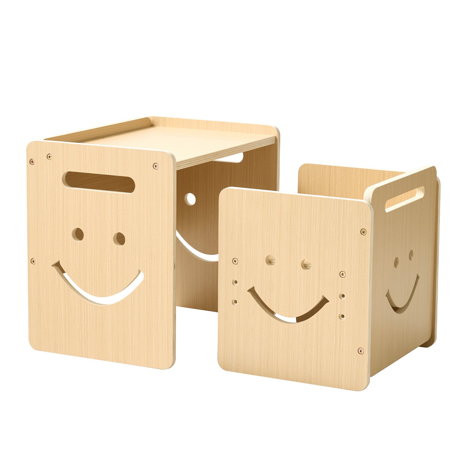 VEVOR Montessori-Tisch- & Stuhlset, Holz, Kindersitzgruppe für Kleinkinder von 1-5 Jahren, Tritthocker mit Whiteboard & 3-Fach Höhenverstellbar, zum Essen, Zeichnen, Lesen & Spielen
