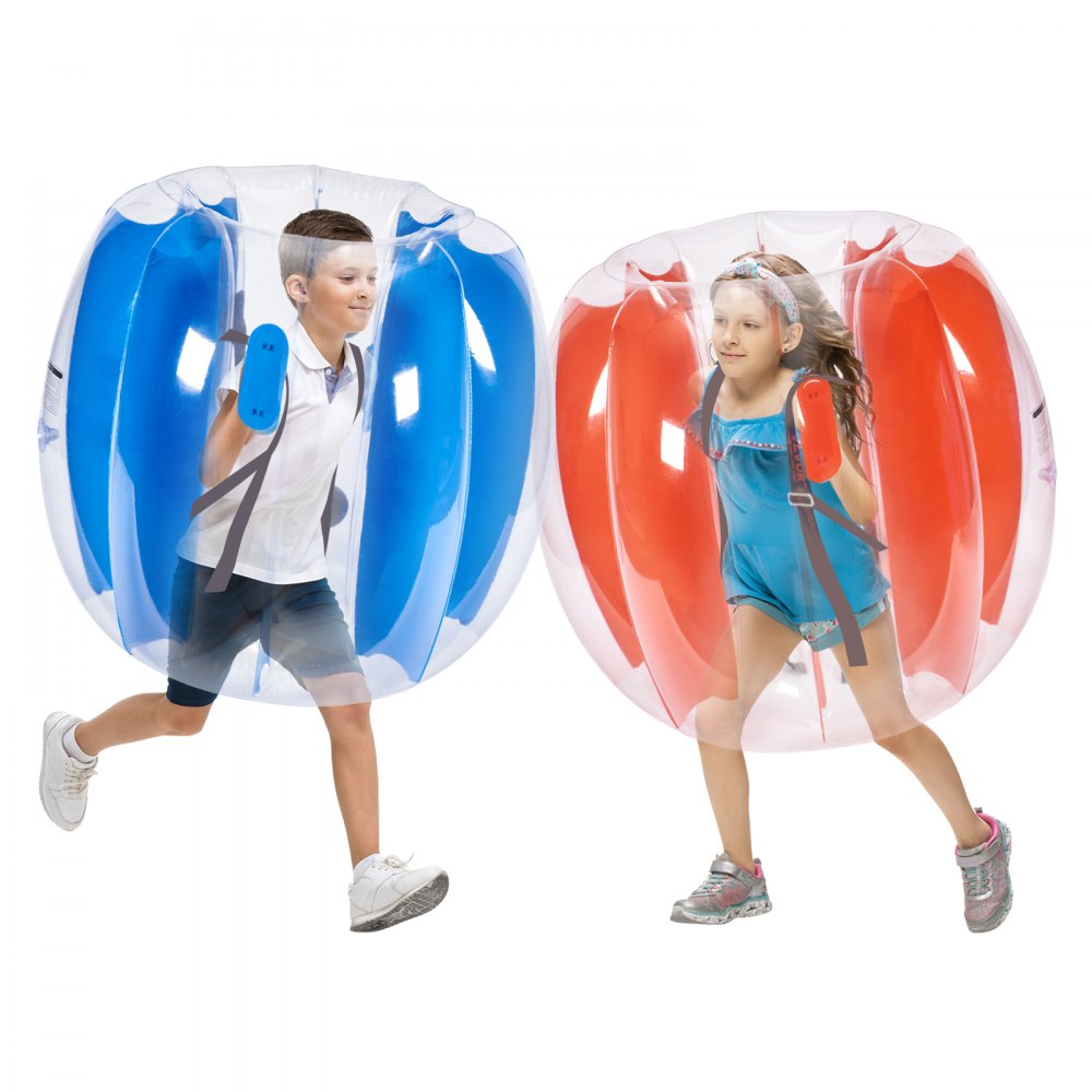 VEVOR Aufblasbare Bumper Balls 2er-Pack, 0,9 m Bälle Kinder & Jugendliche, PVC-Bumper-Stoßball für Teamspiele im Freien, Outdoor Spielzeug für Spielplatz, Hof, Rote Streifen + Blaue Streifen