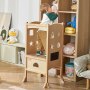VEVOR Tritthocker Kinder 56,75 kg Gewichtskapazität Trittschemel 510 x 540 x 942 mm Hocker Massivholz Badhocker höhenverstellbar von 337 bis 440 mm Lernturm Kinderschemel Trittschemel Kinderhocker