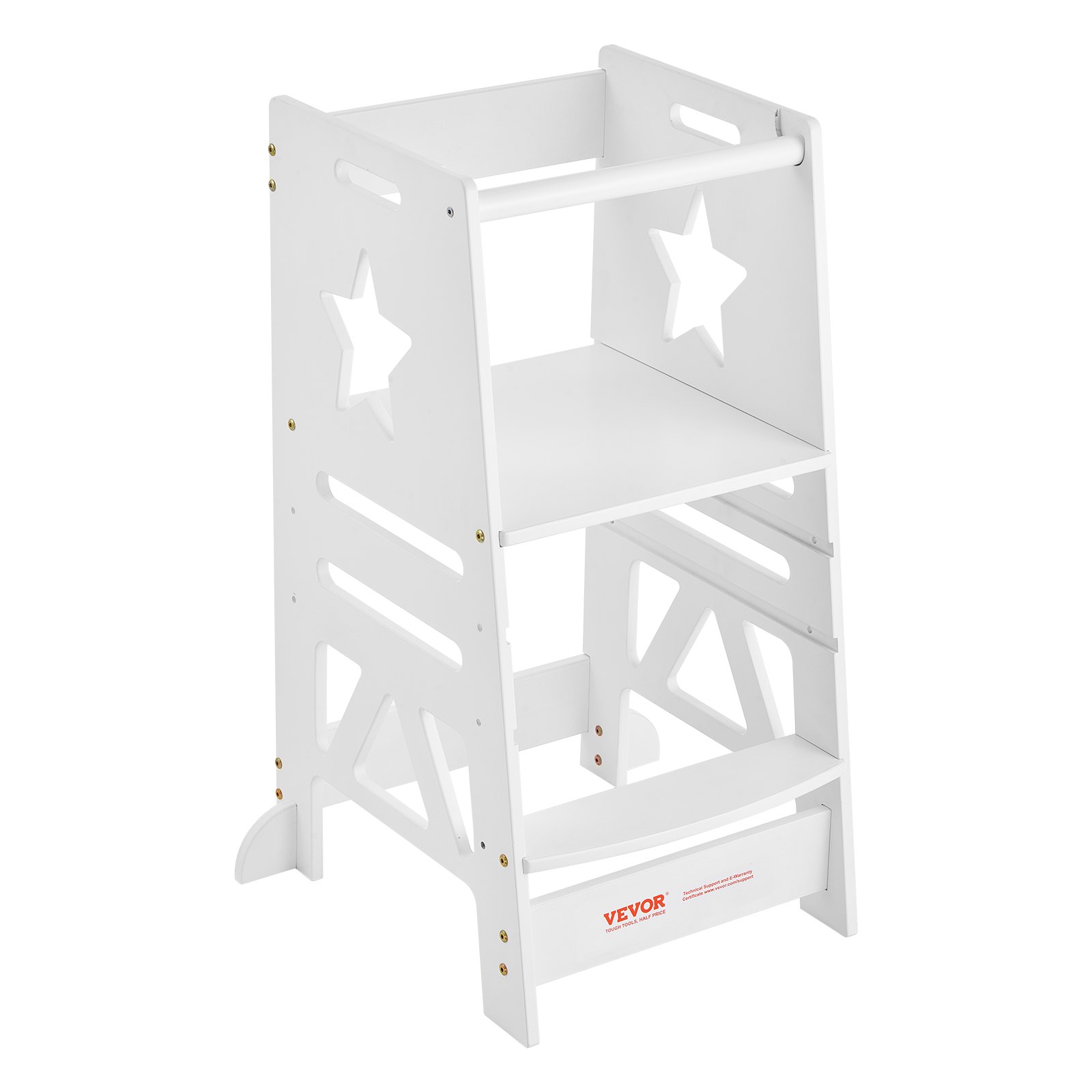 VEVOR Tritthocker Kinder 158,9 kg Gewichtskapazität Trittschemel 844 x 553 x 482 mm Hocker Kiefernholz Bambus höhenverstellbar von 328 bis 520 mm Lernturm Kinderschemel Trittschemel Kinderhocker Weiß