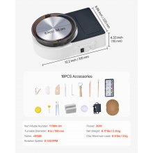 VEVOR Mini Töpferscheibe Maschine 158 mm Drehteller mit einstellbarer Rotationsgeschwindigkeit, elektrische Tonscheibe mit Tonformungswerkzeugen, geeignet für Heimwerken Töpferkurse, Weiß