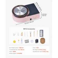 VEVOR Mini Töpferscheibe Maschine 158 mm Drehteller mit einstellbarer Rotationsgeschwindigkeit, elektrische Tonscheibe mit Tonformungswerkzeugen, geeignet für Heimwerken Töpferkurse, Rosa