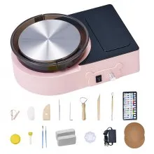 VEVOR Mini Töpferscheibe Maschine 158 mm Drehteller mit einstellbarer Rotationsgeschwindigkeit, elektrische Tonscheibe mit Tonformungswerkzeugen, geeignet für Heimwerken Töpferkurse, Rosa
