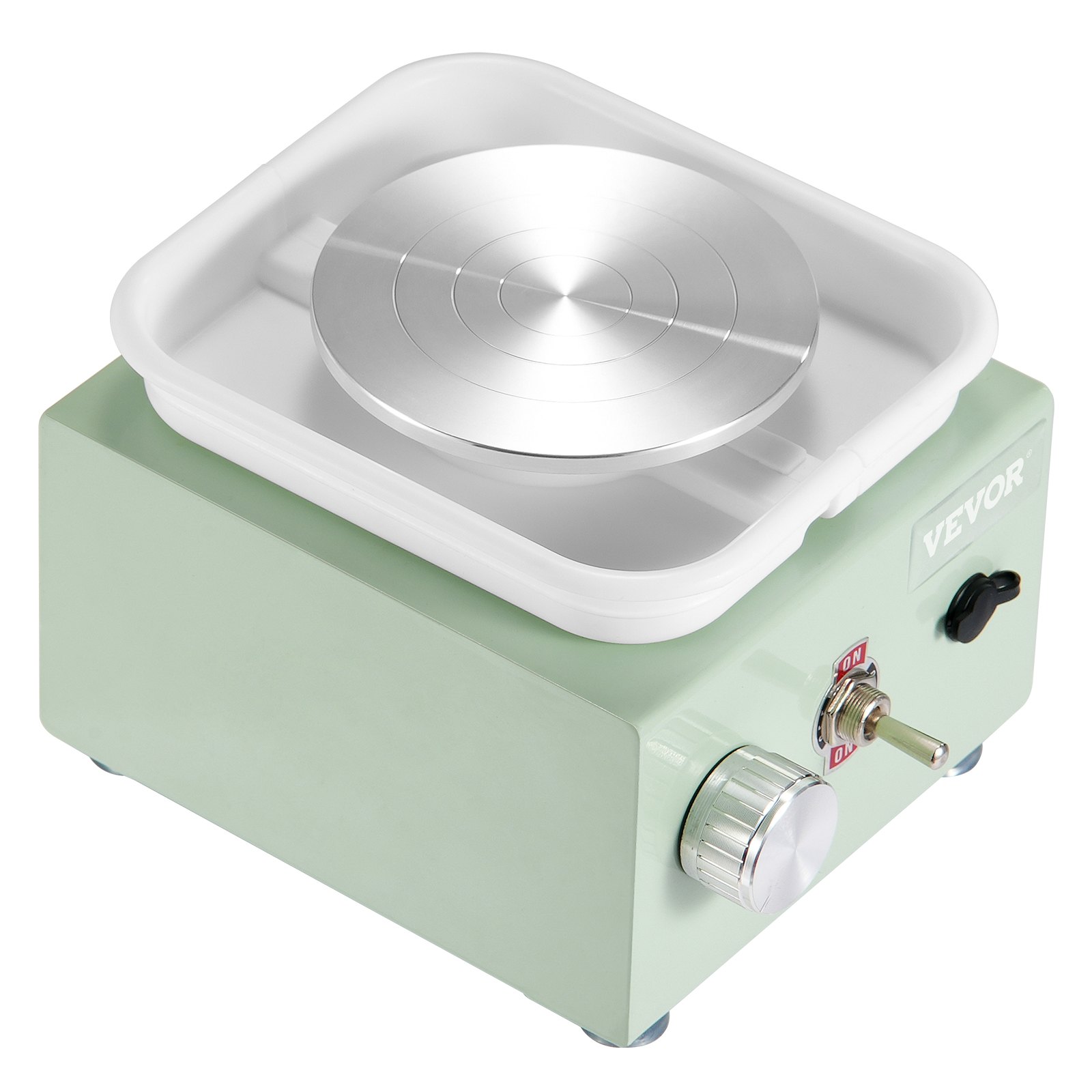 VEVOR Mini-Töpferscheibe, 0–320 U/min, einstellbare Geschwindigkeit, abnehmbare Beckenformmaschine, 2,56 Zoll/3,94 Zoll, 2 Drehteller, elektrische Keramik-Töpferscheibe, 18-teiliges Zubehör, für Kunsthandwerk, Heimwerken, Grün