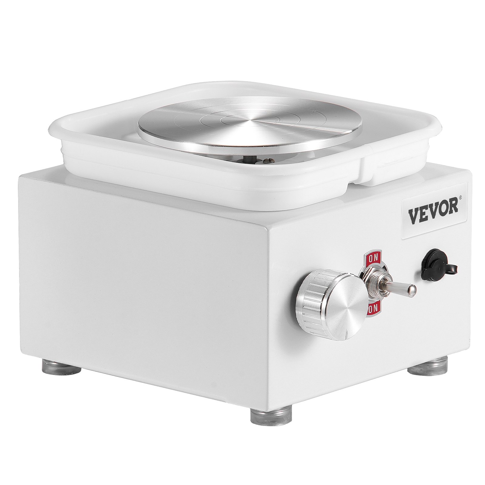VEVOR Mini-Töpferscheibe, 0–320 U/min, einstellbare Geschwindigkeit, abnehmbare Beckenformmaschine, 2,56 Zoll/3,94 Zoll, 2 Drehteller, elektrische Keramik-Töpferscheibe, 18-teiliges Zubehör, für Kunsthandwerk, Heimwerken, weiß