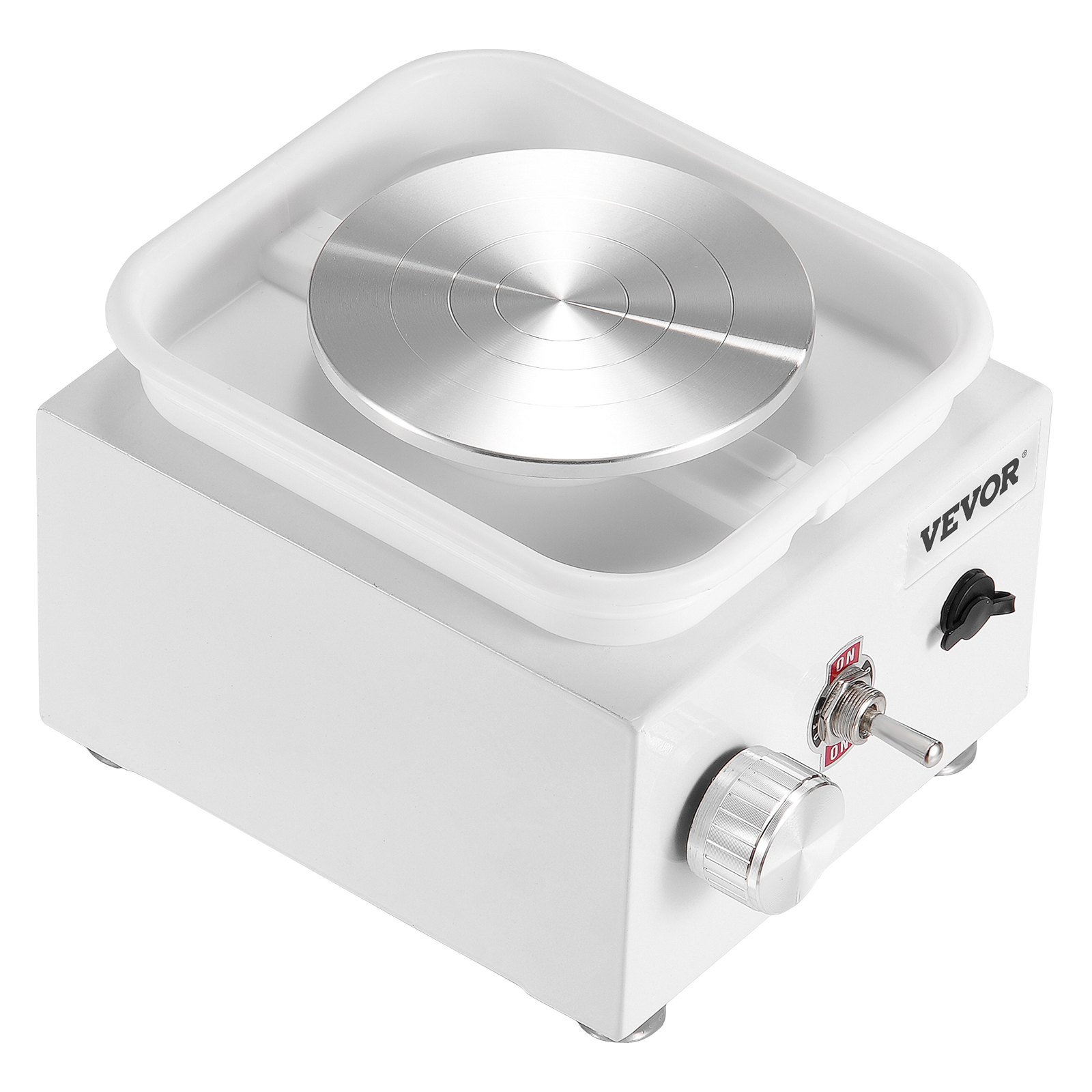 VEVOR Mini-Töpferscheibe, 0–320 U/min, einstellbare Geschwindigkeit, abnehmbare Beckenformmaschine, 2,56 Zoll/3,94 Zoll, 2 Drehteller, elektrische Keramik-Töpferscheibe, 18-teiliges Zubehör, für Kunsthandwerk, Heimwerken, weiß