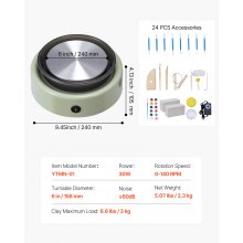 VEVOR Mini Töpferscheibe Maschine 158 mm Drehteller mit einstellbarer Rotationsgeschwindigkeit (0-140 U/min), elektrische Tonscheibe mit Tonformungswerkzeugen für Heimwerken Töpferkurse, Grün rund