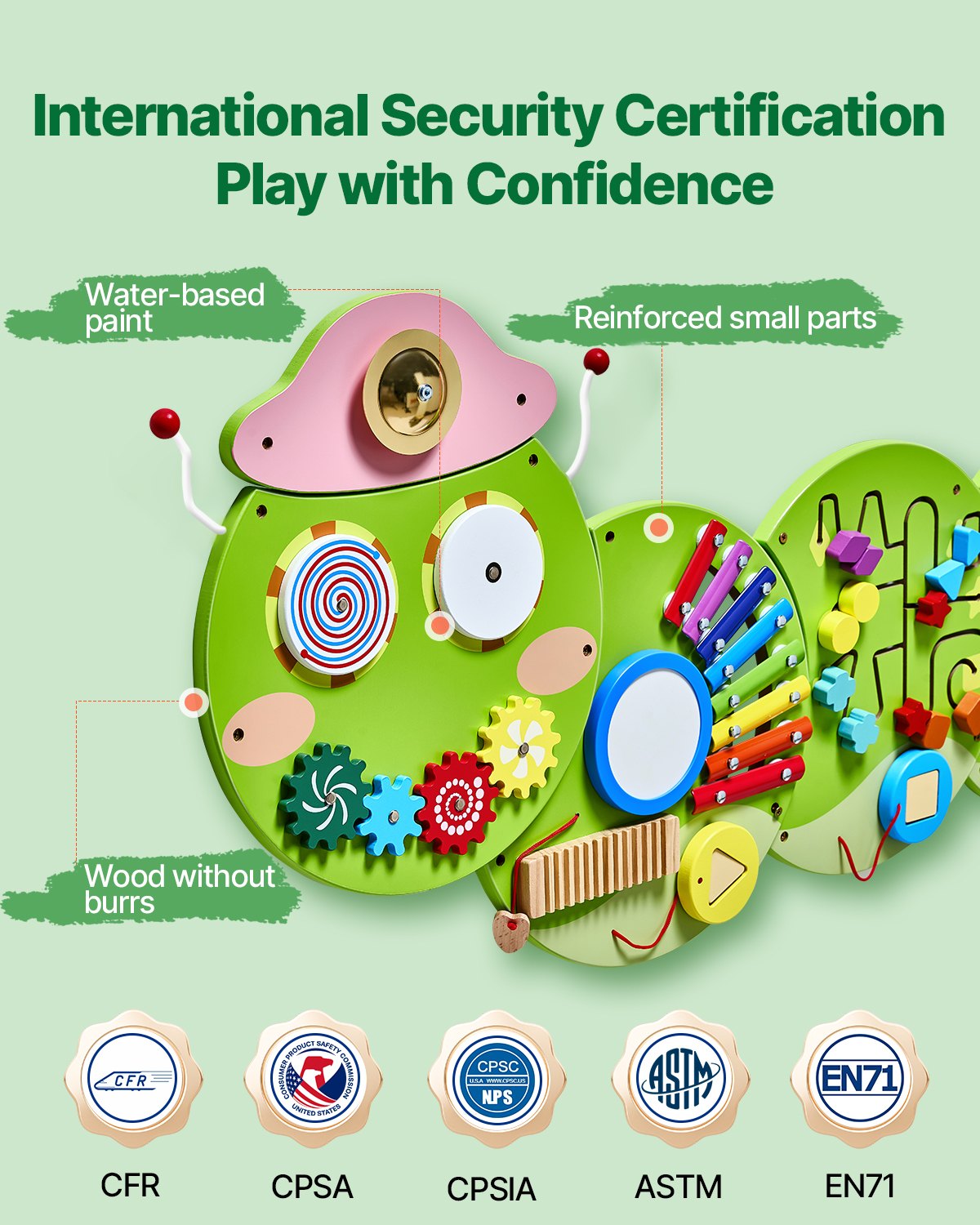 VEVOR Motorikbrett, Aktivitätswand, 12 Spiele, Montessori-Sensorik-Wandspielzeug für Kinder von 3–12 Jahren, Montessori-Lernaktivitätszentrum, ideal für Kleinkinder-Spielzimmer, Kindergarten