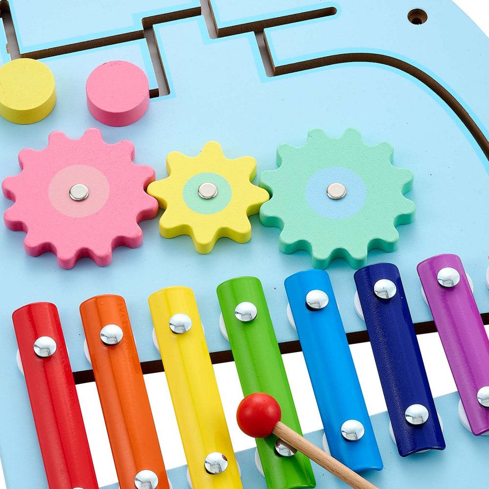 VEVOR Montessori Busy Board 14-in-1 Sensorisches Wandmotorikbrett Elefant, Beschäftigungsbrett zur Bildung & Frühe Entwicklung für Kinder, aus MDF-Platten, mit Xylophon Uhr Zahnrädern & Lernelementen