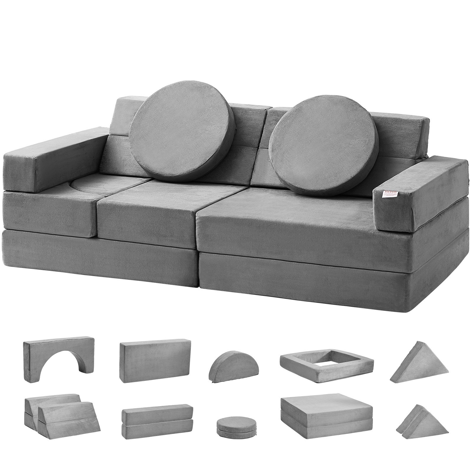 VEVOR Spielsofa Kindersofa, 15 in 1 Kindersofa aus Schaumstoff, Matratze Multifunktional Spieltisch Puzzle Sofa, Kindersessel Faltbar, Pädagogisches Spielzeug Kindersessel Spielsofa Kuschelecke