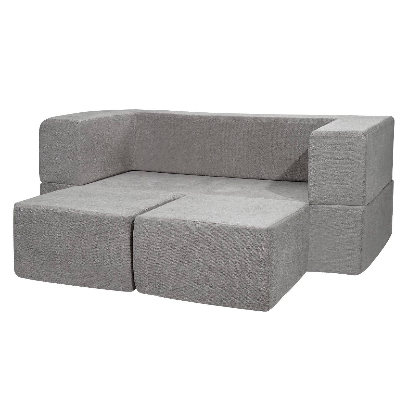 VEVOR Spielsofa Kindersofa aus Chenille-Stoff Bausteine 4-teilig, Kinderspielsofa mit abnehmbarem Bezug 90 kg belastbar, umwandelbares Kindersofa Spielzimmermöbel zum Schlafen Lesen Dunkelgrau