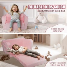 VEVOR Kindersofa Kindercouch Kindersessel Faltbar Rosa 104x58x32cm Kindermöbel