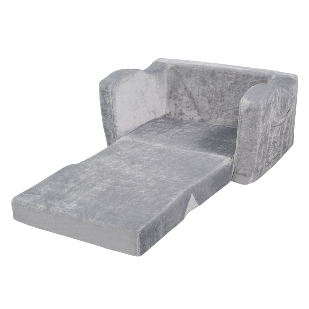 VEVOR Kindersofa 2 in 1 umwandelbares Kindersofa zum Liegestuhl, ausklappbarer Kindersofa-Sessel, Kleinkind Armlehnenstuhl-Bett, zusammenklappbares Kinderspielsofa, Kindercouch Grau 104 x 58 x 32 cm