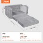 VEVOR Kindersofa Kindercouch Kindersessel Faltbar Grau 104x58x32cm Kindermöbel