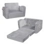 VEVOR Kindersofa 2 in 1 umwandelbares Kindersofa zum Liegestuhl, ausklappbarer Kindersofa-Sessel, Kleinkind Armlehnenstuhl-Bett, zusammenklappbares Kinderspielsofa, Kindercouch Grau 104 x 58 x 32 cm