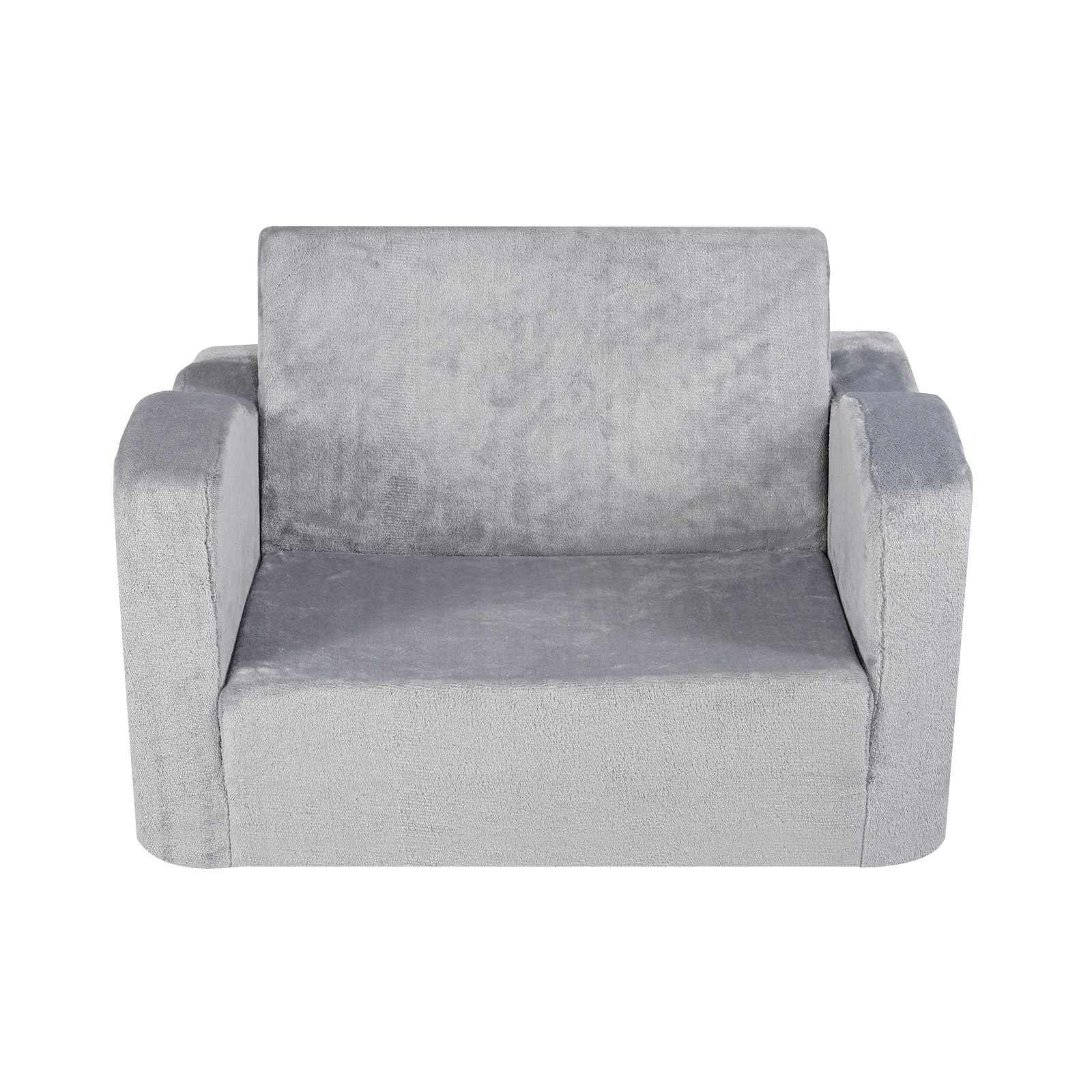 VEVOR Kindersofa 2 in 1 umwandelbares Kindersofa zum Liegestuhl, ausklappbarer Kindersofa-Sessel, Kleinkind Armlehnenstuhl-Bett, zusammenklappbares Kinderspielsofa, Kindercouch Grau 104 x 58 x 32 cm