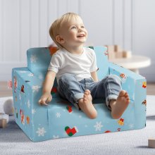 VEVOR Kindersofa Kindercouch Kindersessel Faltbar Blau 104x58x32cm Kindermöbel