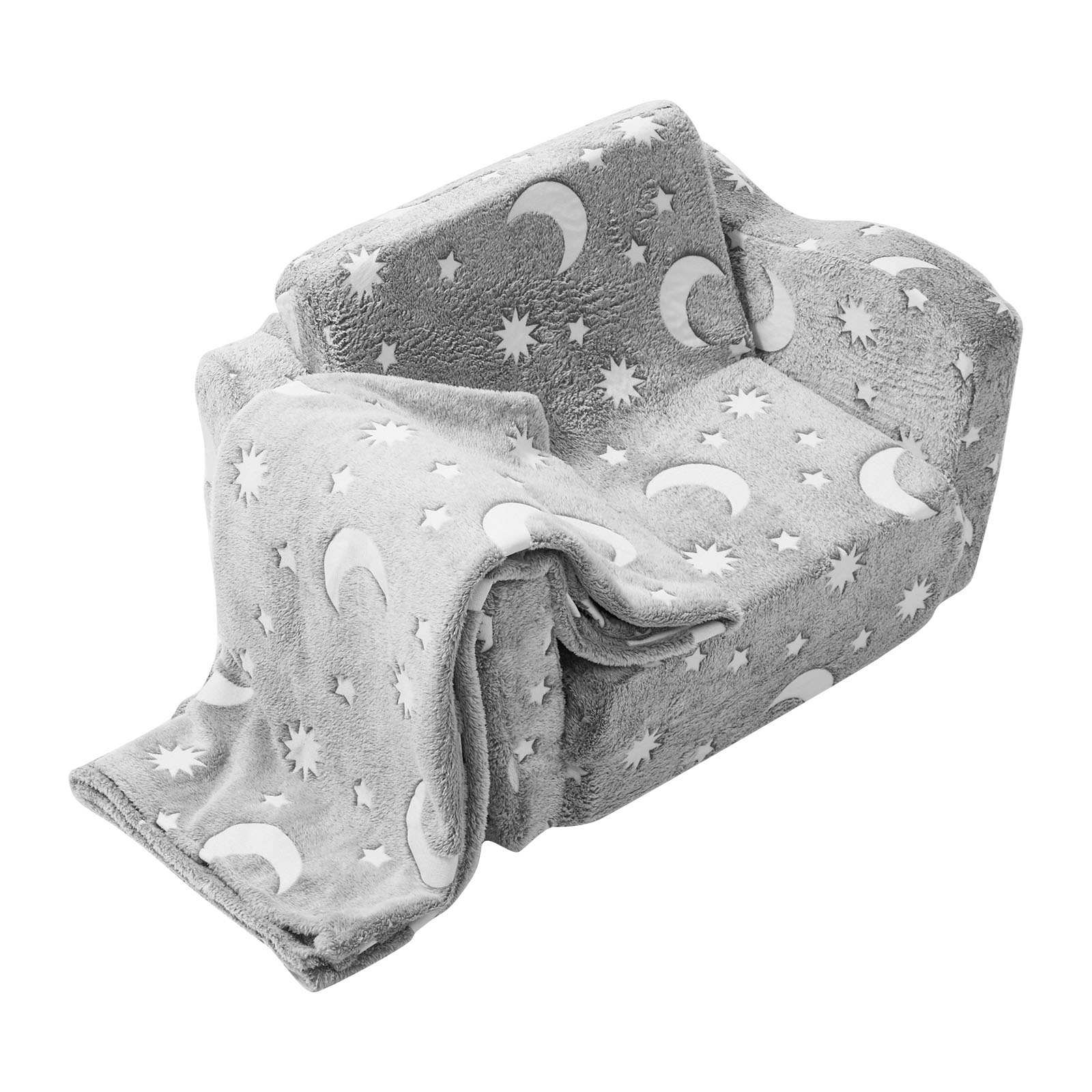 VEVOR Klappbarer Kindercouch Kindersofa 610 x 430 x 400 mm Kindersofa Kinderzimmer Softsofa, Spielsofa Kuschelecke 1 Kind, Kindersessel Kindermöbel Kinderstuhl Grau Schlafsesseln 20 kg Bettfunktion