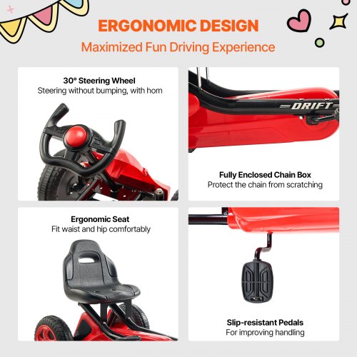 Kinder Go-Kart Mit Pedalantrieb & Verstellbarem Sitz - Sicherer Fahrspaß Für Kinder Ab 2 Jahren